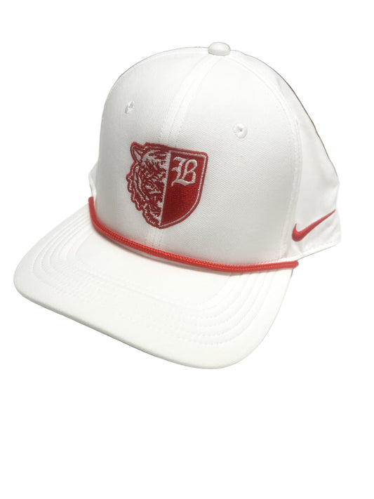 Hat: Nike White/Red Rope Half Tiger/Shield