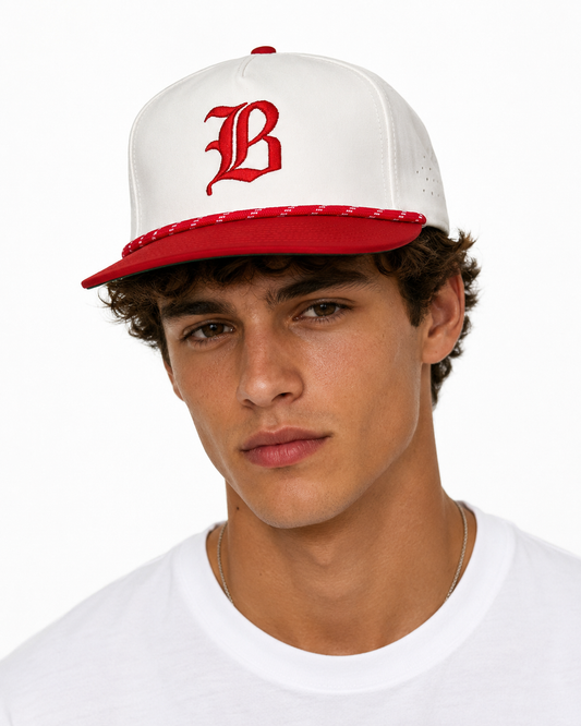 Hovi Hat: White w/ Red Bill